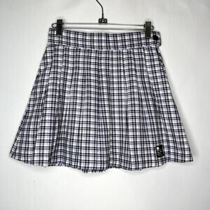 Bershka Purple Plaid Pleated Skirt Purple White Black Skater Size Small
